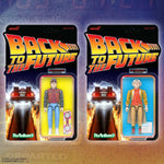 Back to the Future ReAction+ Wave 02 card backs featuring Dr Emmett Brown and Marty McFly with the logo