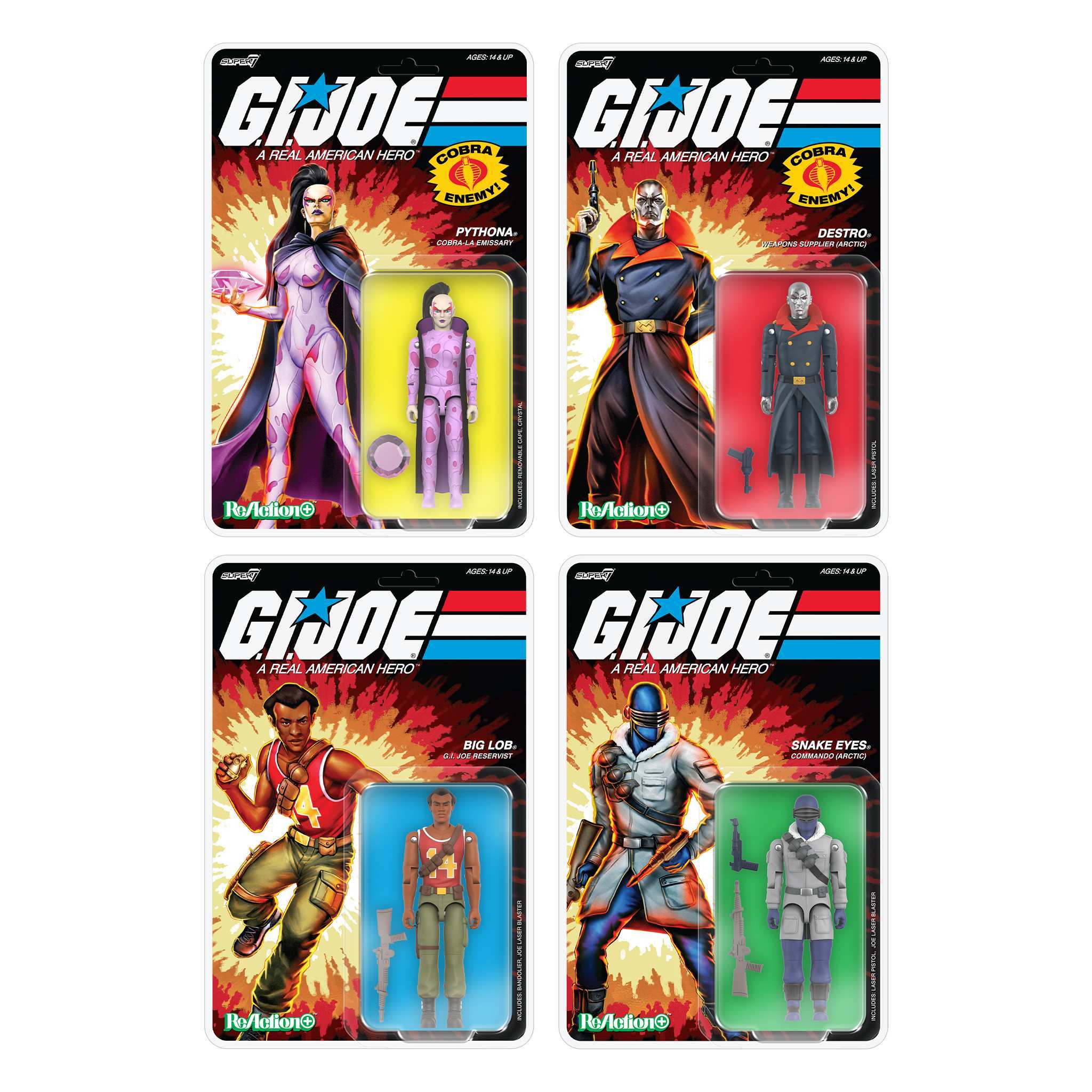 G.I. Joe ReAction+ Wave 05 (Movie) - Arctic Destro, Artic Snake Eyes, Big Lob & Pythona