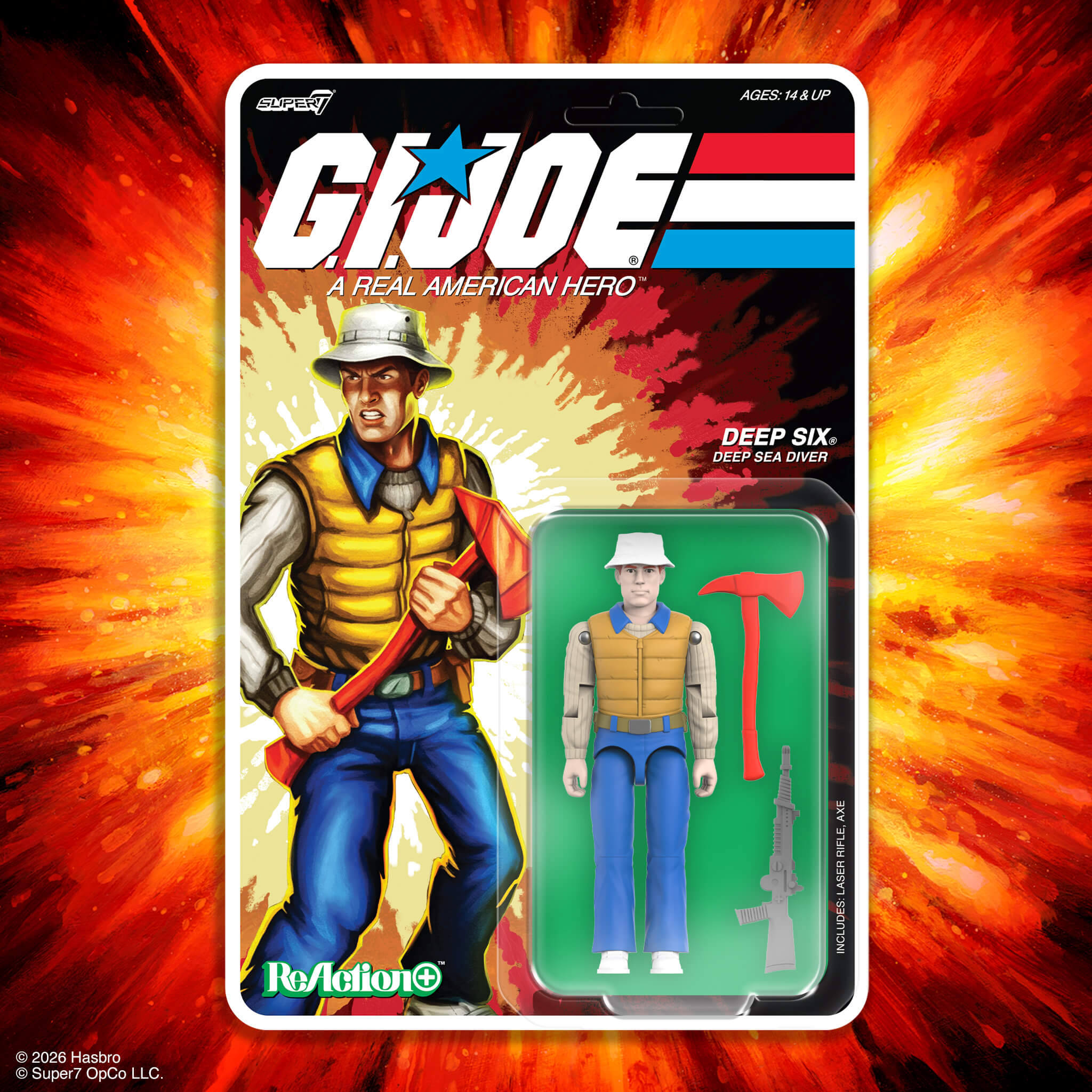 G.I. Joe ReAction Wave 9 Deep Six (Comic) action figure in packaging with axe and laser rifle