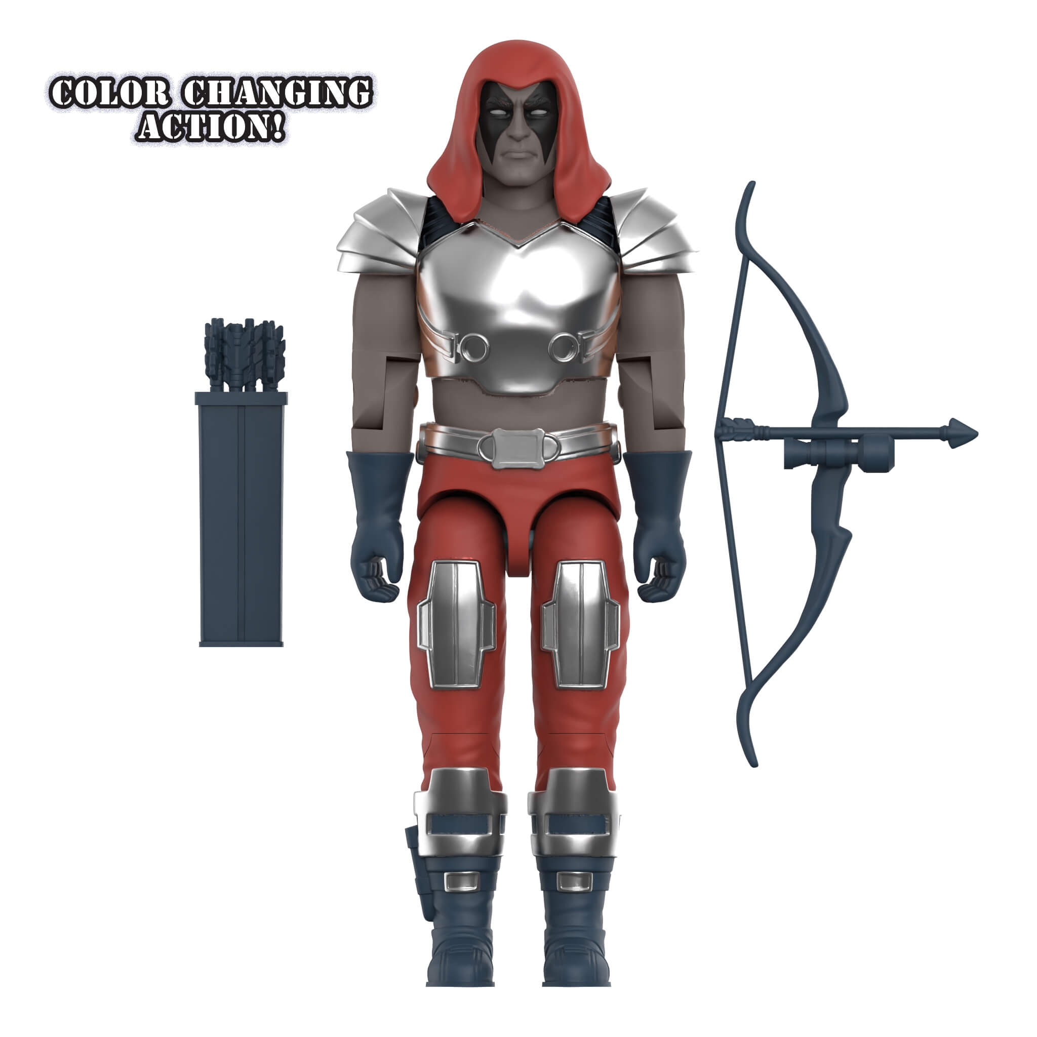 Zartan action figure from G.I. Joe ReAction Wave 9, with color changing action, quiver, and bow