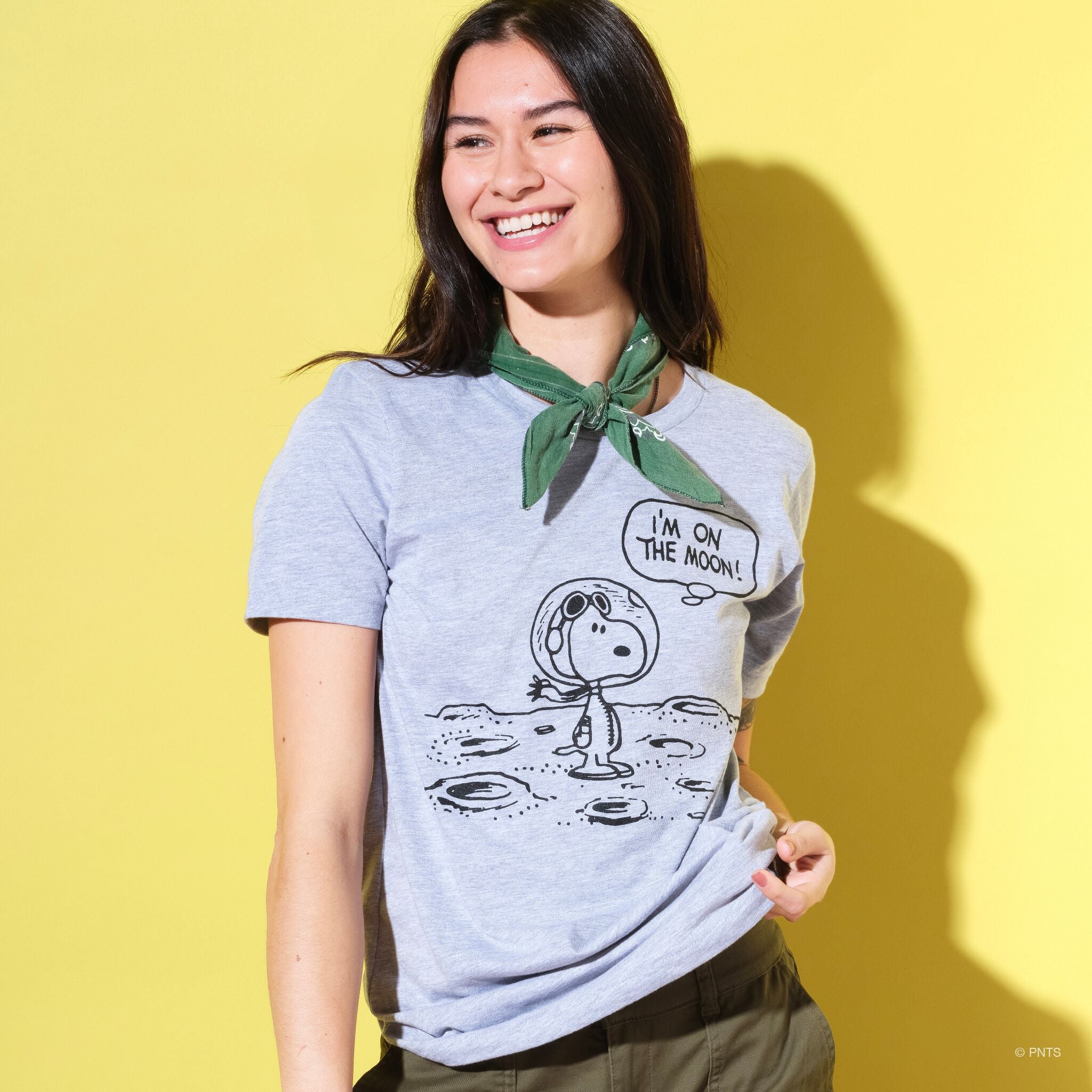 Peanuts Snoopy on the Moon - Athletic Heather T-shirt