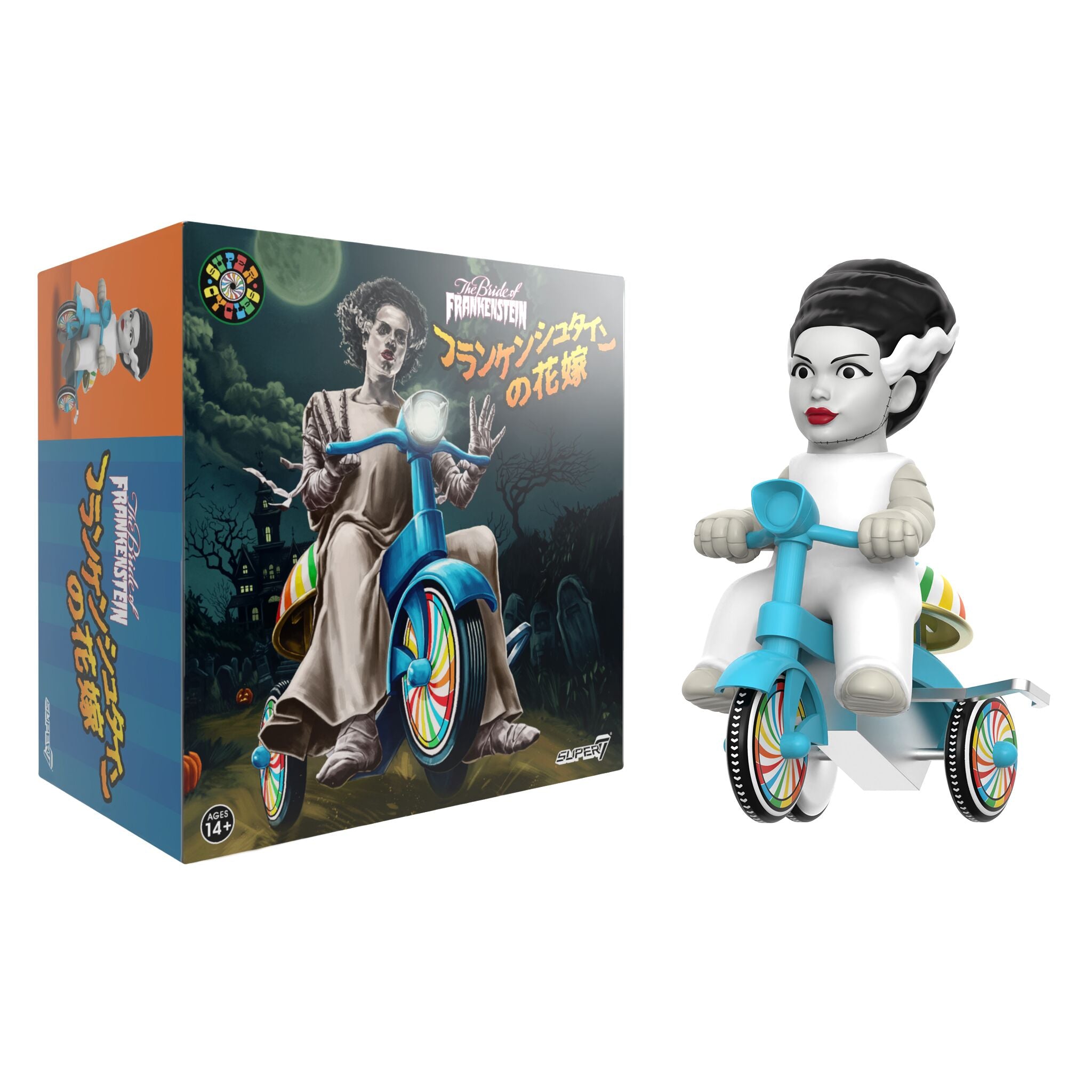 Universal Monsters Super Cycles - Bride of Frankenstein (White w/ Blue Trike)