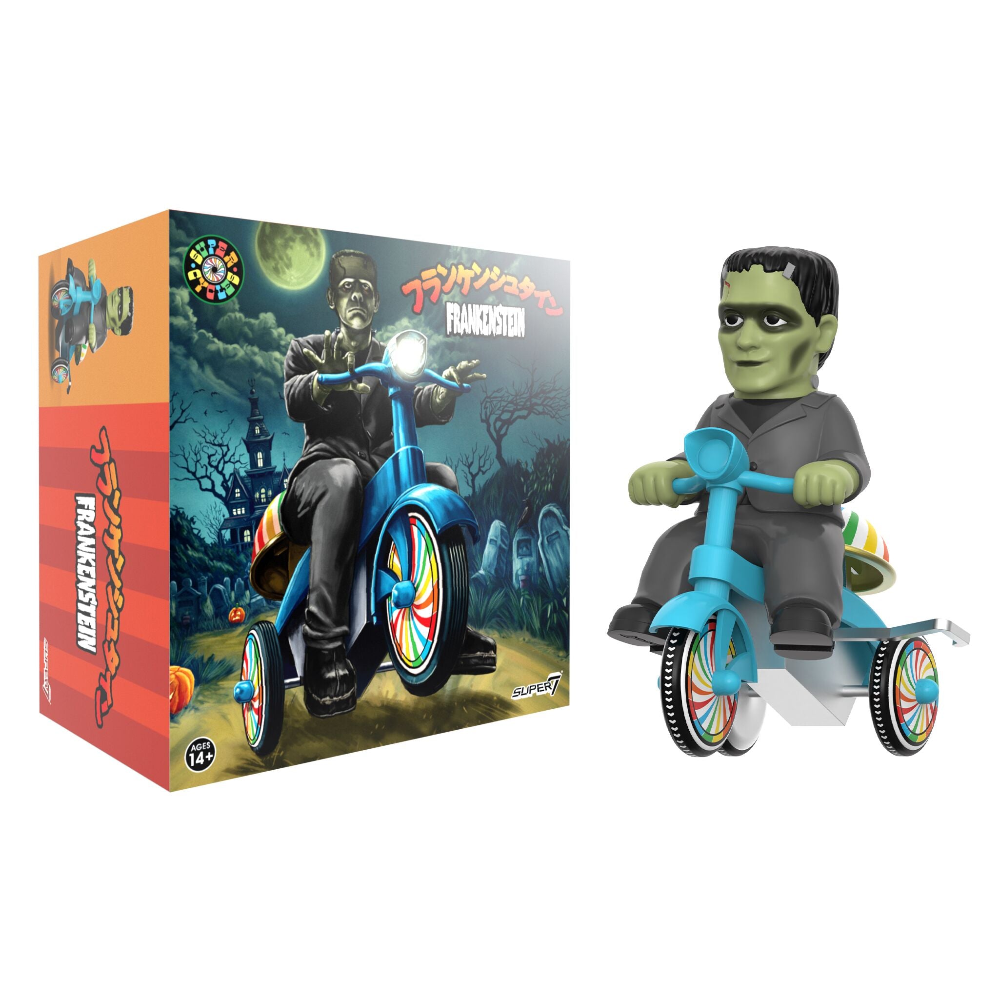 Universal Monsters Super Cycles - Frankenstein (Black w/ Blue Trike)