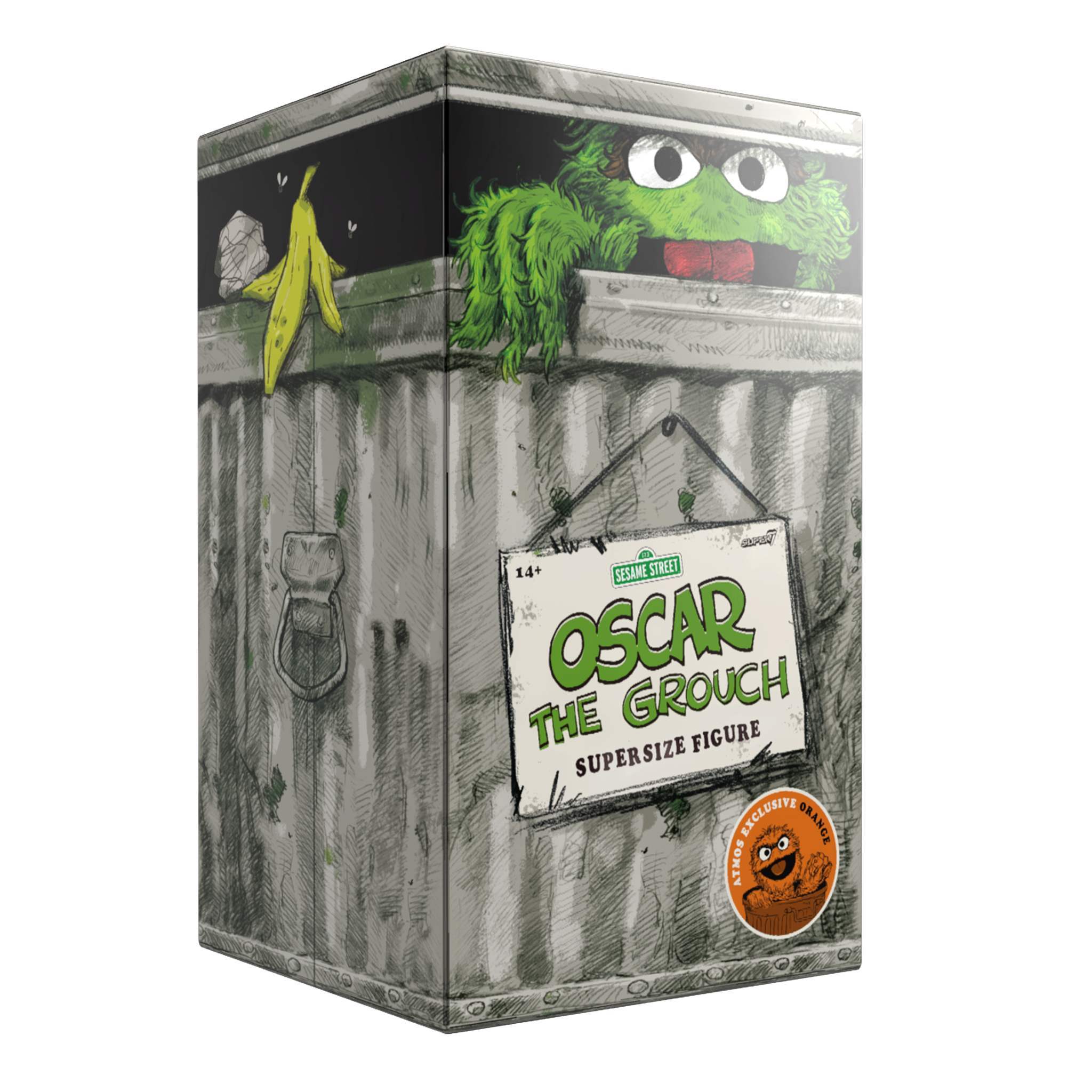 Sesame Street SuperSize Vinyl Orange Oscar The Grouch figure in a trash can