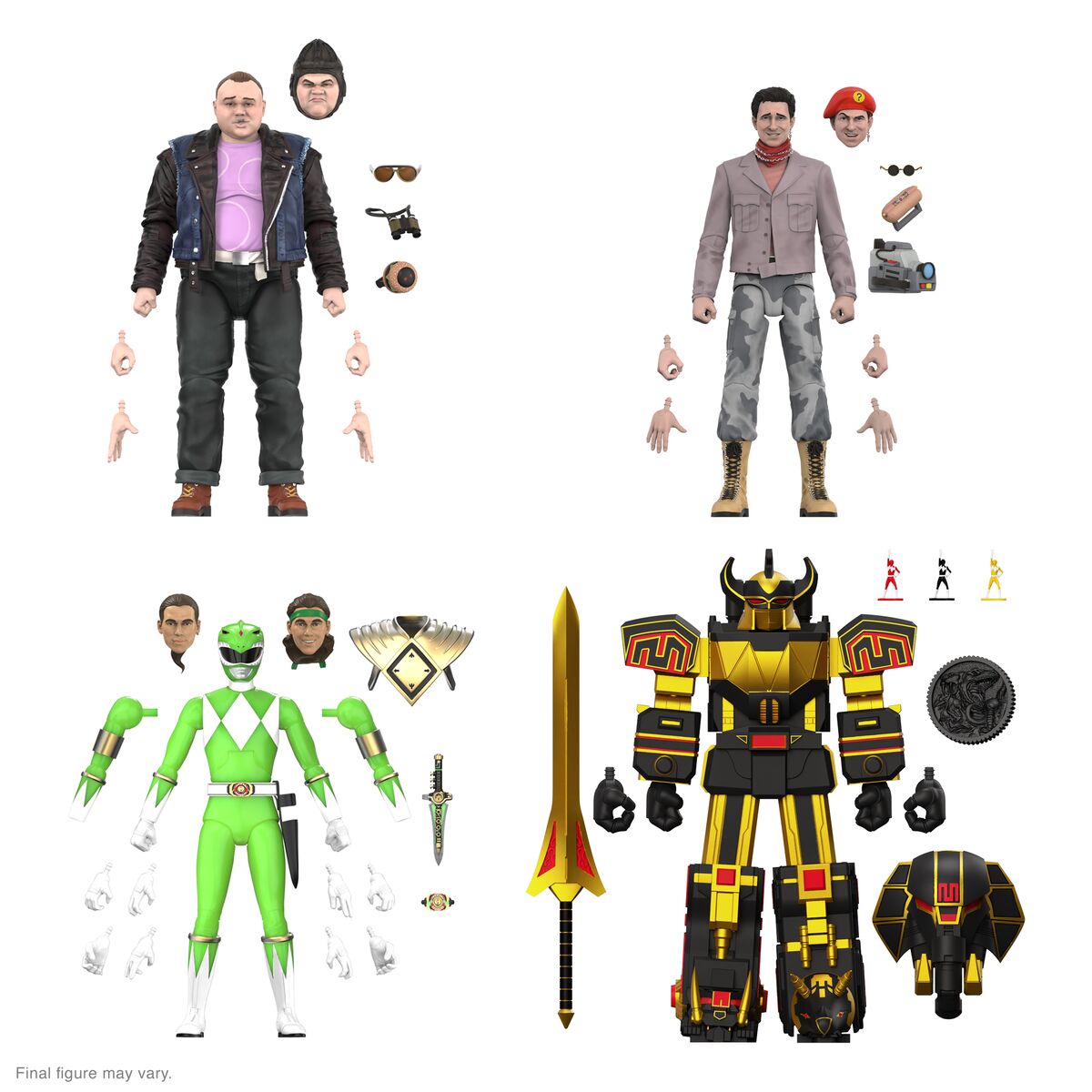 Mighty Morphin Power Rangers ULTIMATES! Wave 5 - Megazord (Black & Gold), Bulk, Skull & Green Ranger (Glow)