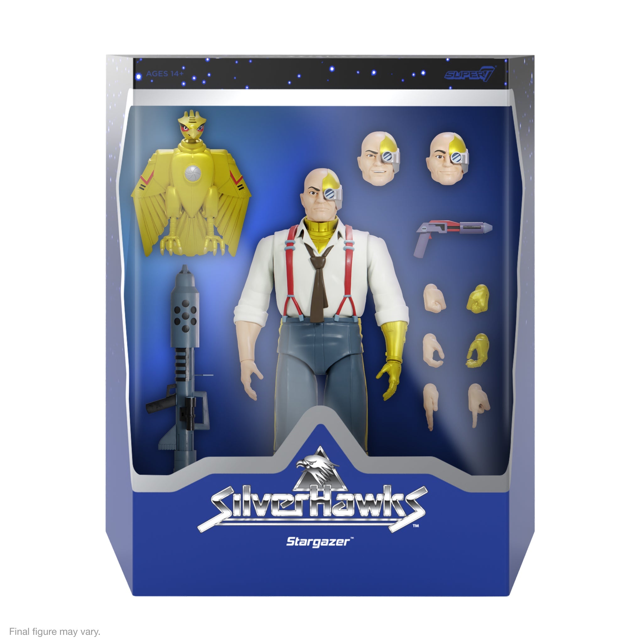 SilverHawks ULTIMATES! Wave 3 Commander Stargazer action figure in packaging with accessories