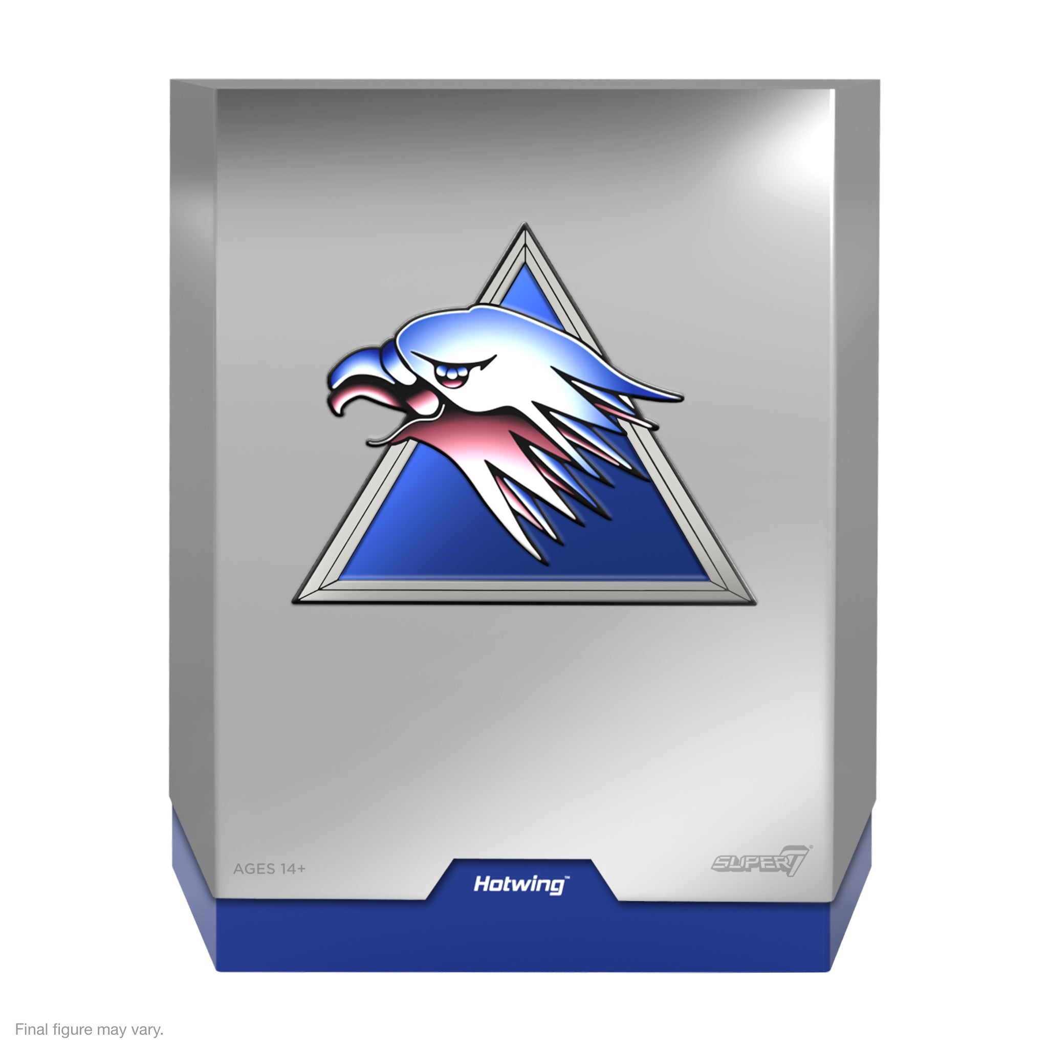 SilverHawks ULTIMATES! Wave 3 Hotwing packaging with a blue and white eagle head logo