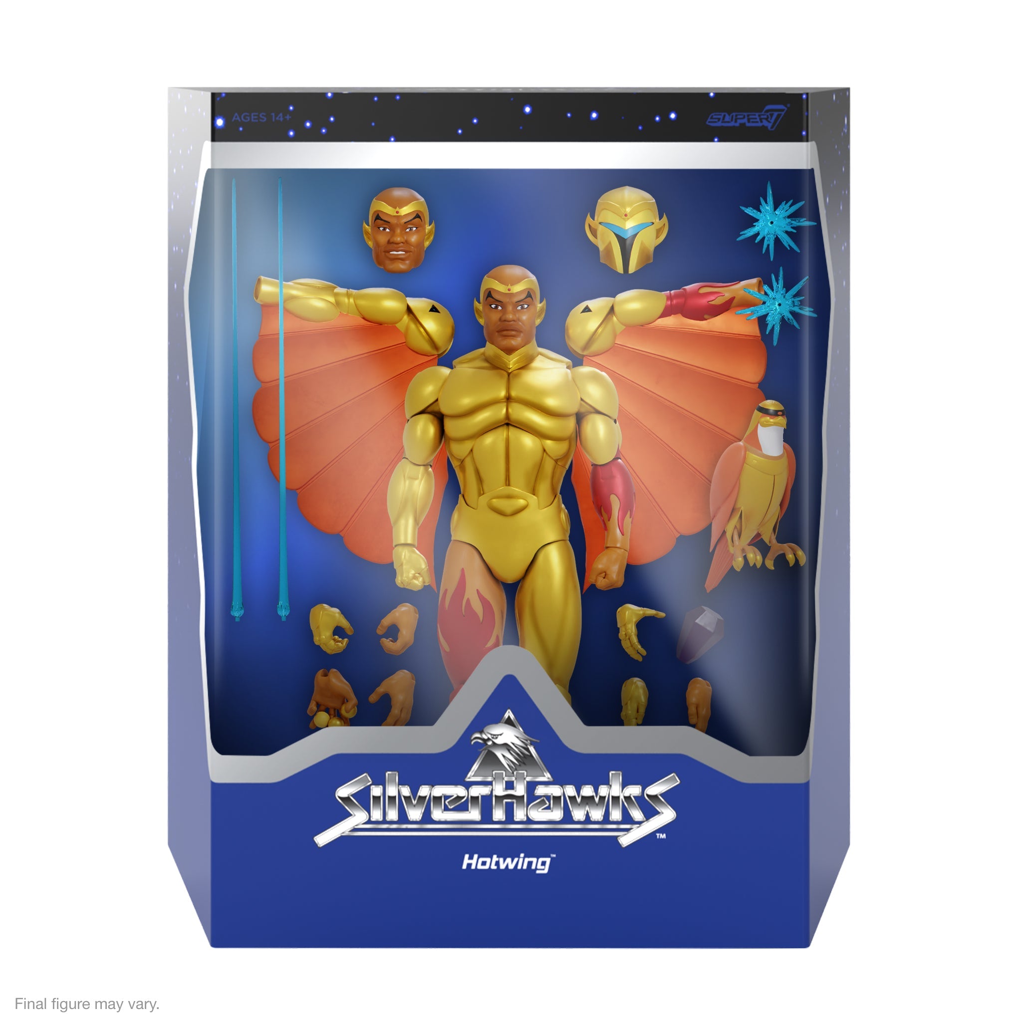 SilverHawks Hotwing action figure in packaging with interchangeable parts