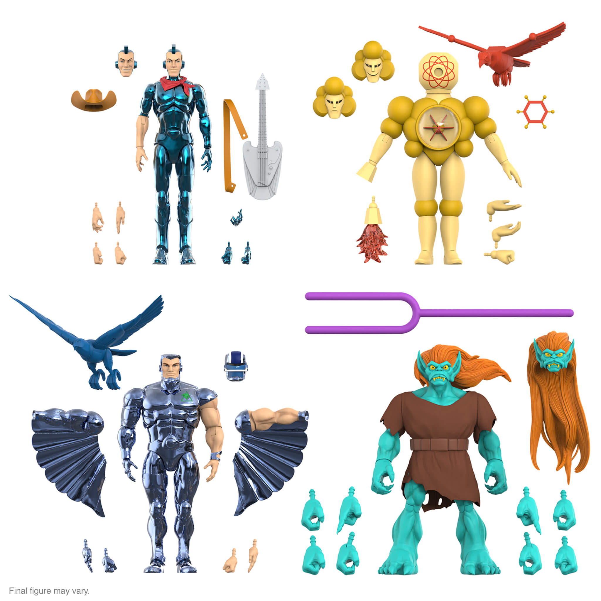 SilverHawks ULTIMATES! Wave 06 - Bluegrass (VAC Metal - Toy Version), Steelwill (VAC Metal - Toy Version), Mo-Lec-U-Lar (Toy Version), & Windhammer (Toy Version)