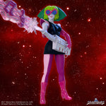 Melodia figure from SilverHawks Ultimate Wave 07 against a red space background holding a white keyboard accessory
