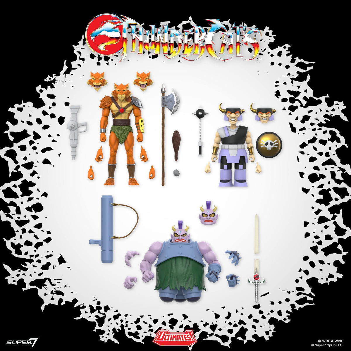 ThunderCats ULTIMATES Wave 16 set featuring Jackalman Top-Spinner and Tug Mug figures