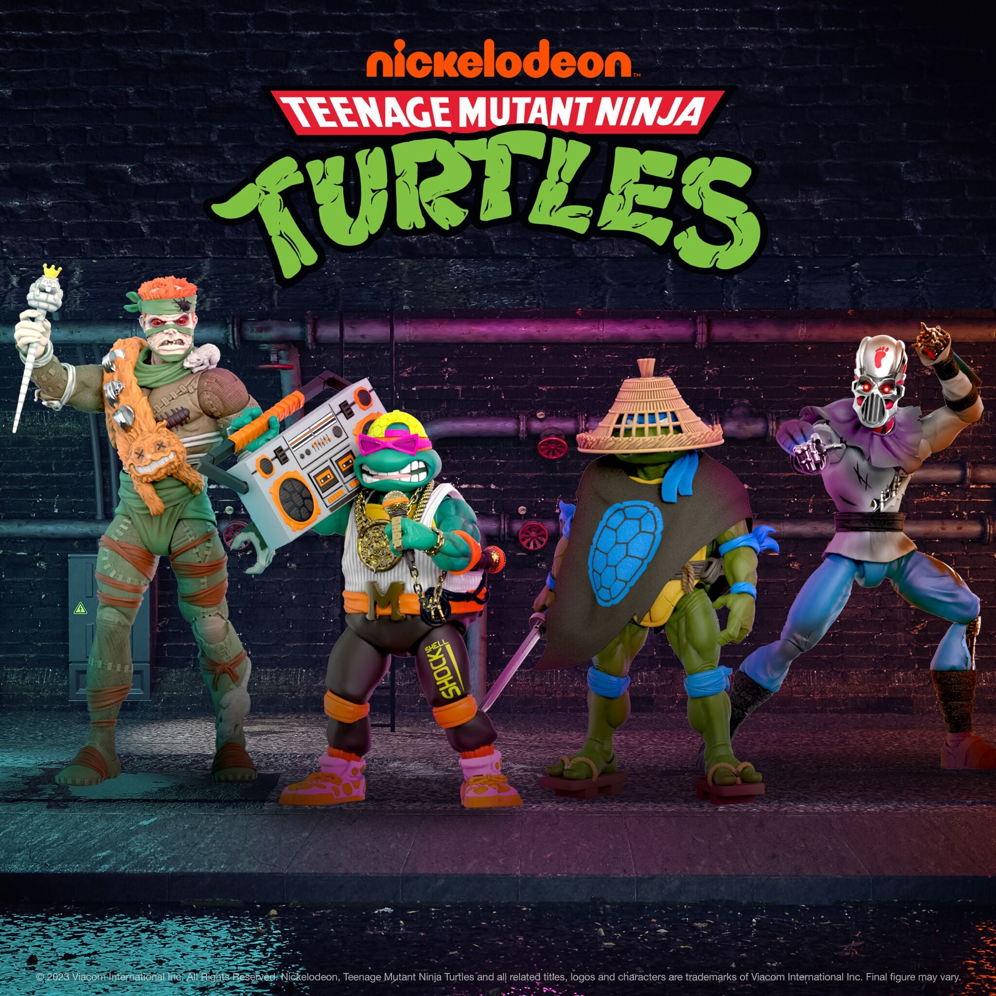 Teenage Mutant Ninja Turtles ULTIMATES! Wave 11 - Rat King, Rapper Mike, Ninja Nomad Leonardo & Foot Soldier (Battle Damaged)