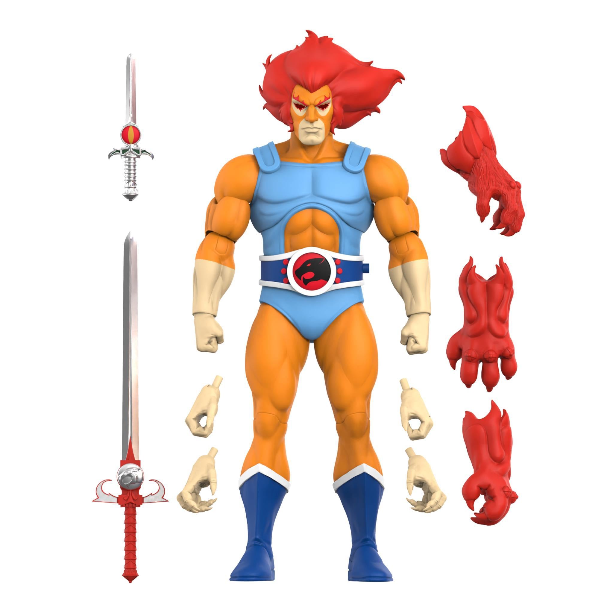 ThunderCats Lion-O action figure with sword and extra hands on a white background