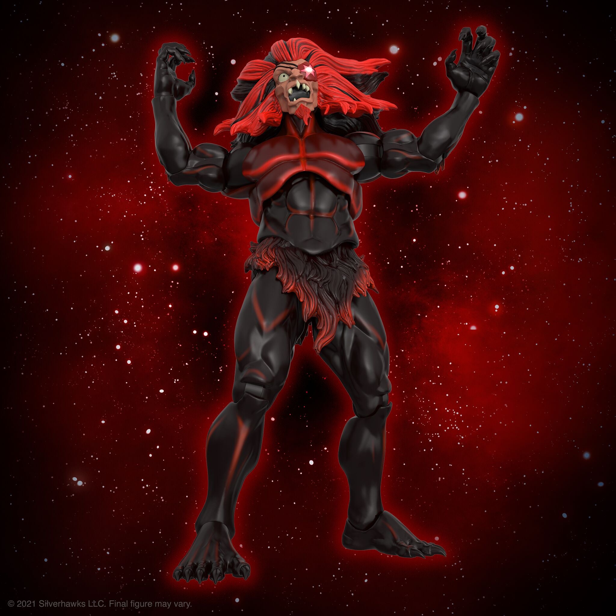 Mon*Star pre transformation figure against a red space background