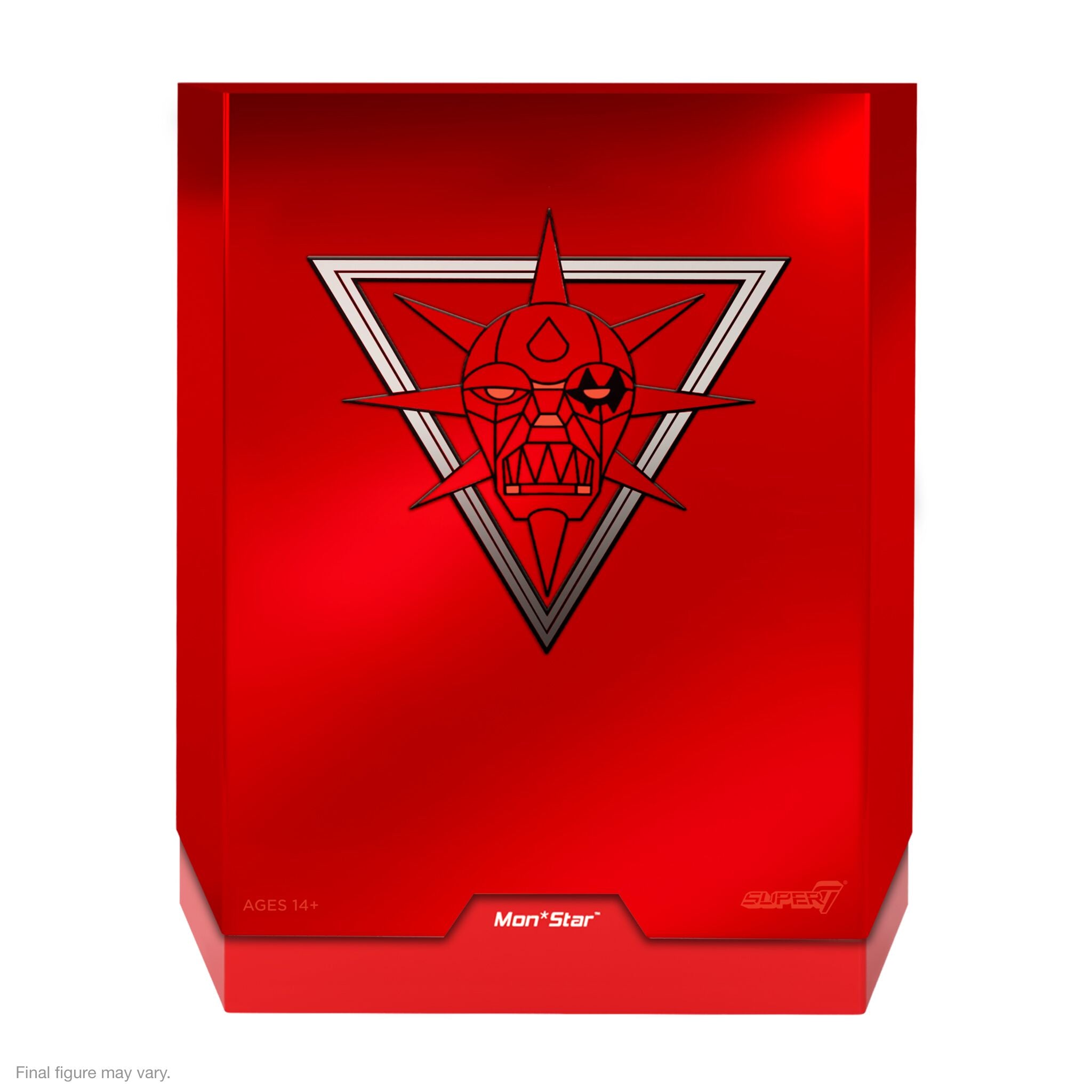 Red packaging box featuring a bold crest and the Mon*Star logo on the front