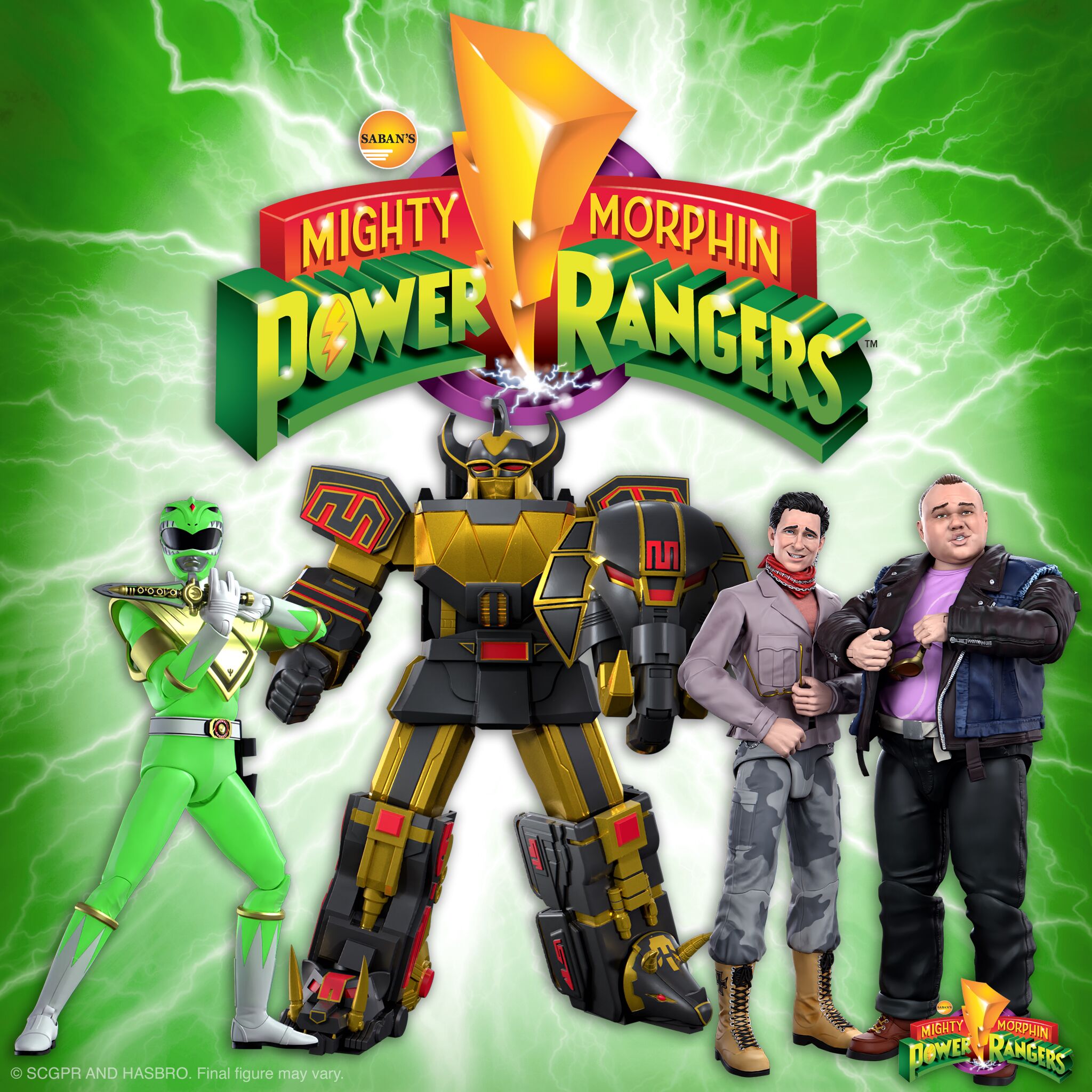 Mighty Morphin Power Rangers ULTIMATES! Wave 5 - Megazord (Black & Gold), Bulk, Skull & Green Ranger (Glow)