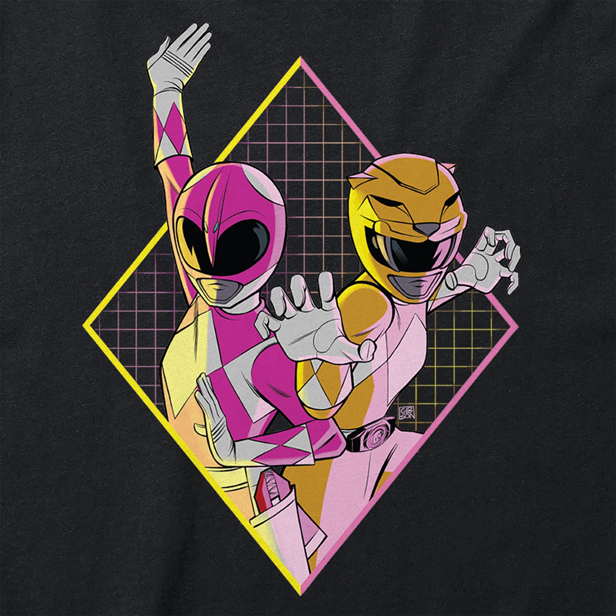 Mighty Morphin Power Rangers T-Shirt - Pink and Yellow Power Rangers