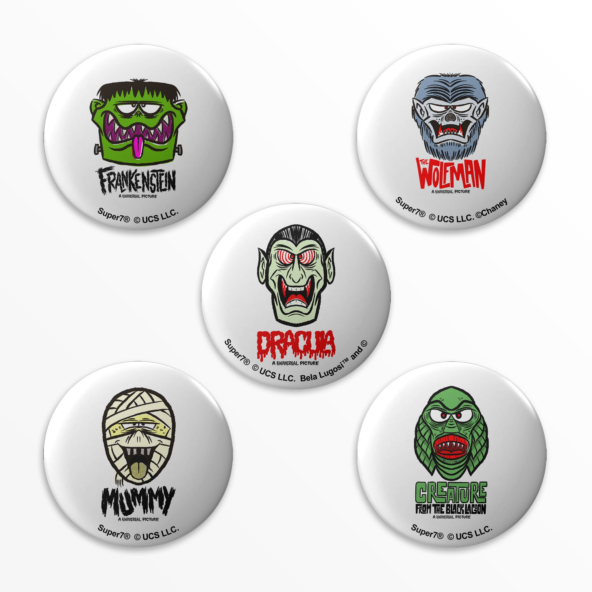 Universal Monsters Button Pack - FreakyFaces (Set of 5)