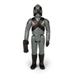 Back view of The Worst ReAction Figure X-2 The Unknown in gray suit with black X harness