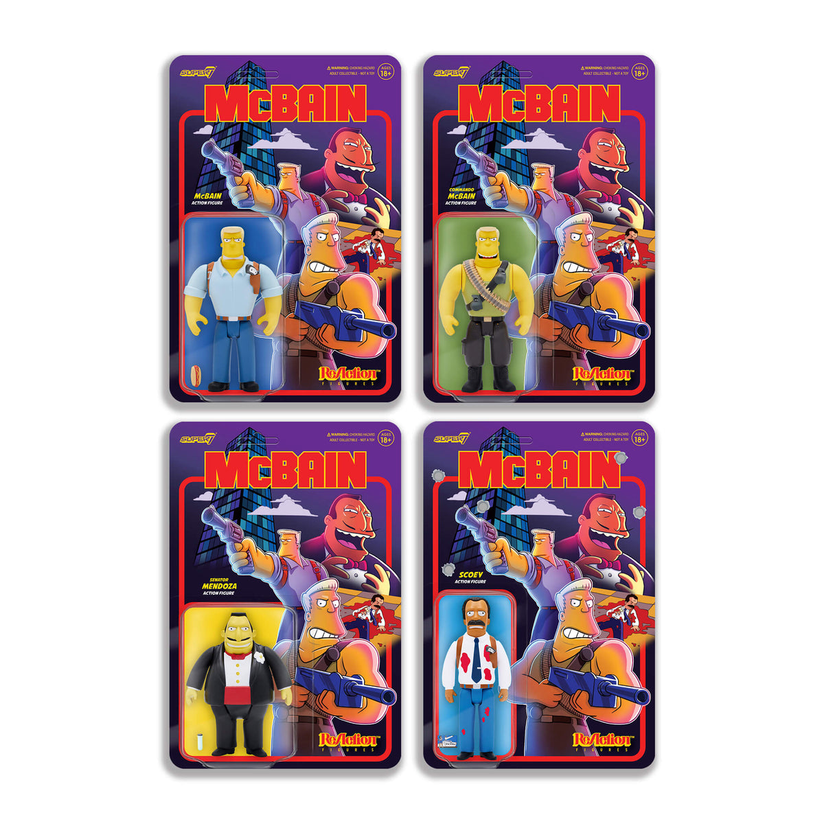 The Simpsons McBain 4 Figure Set Super7