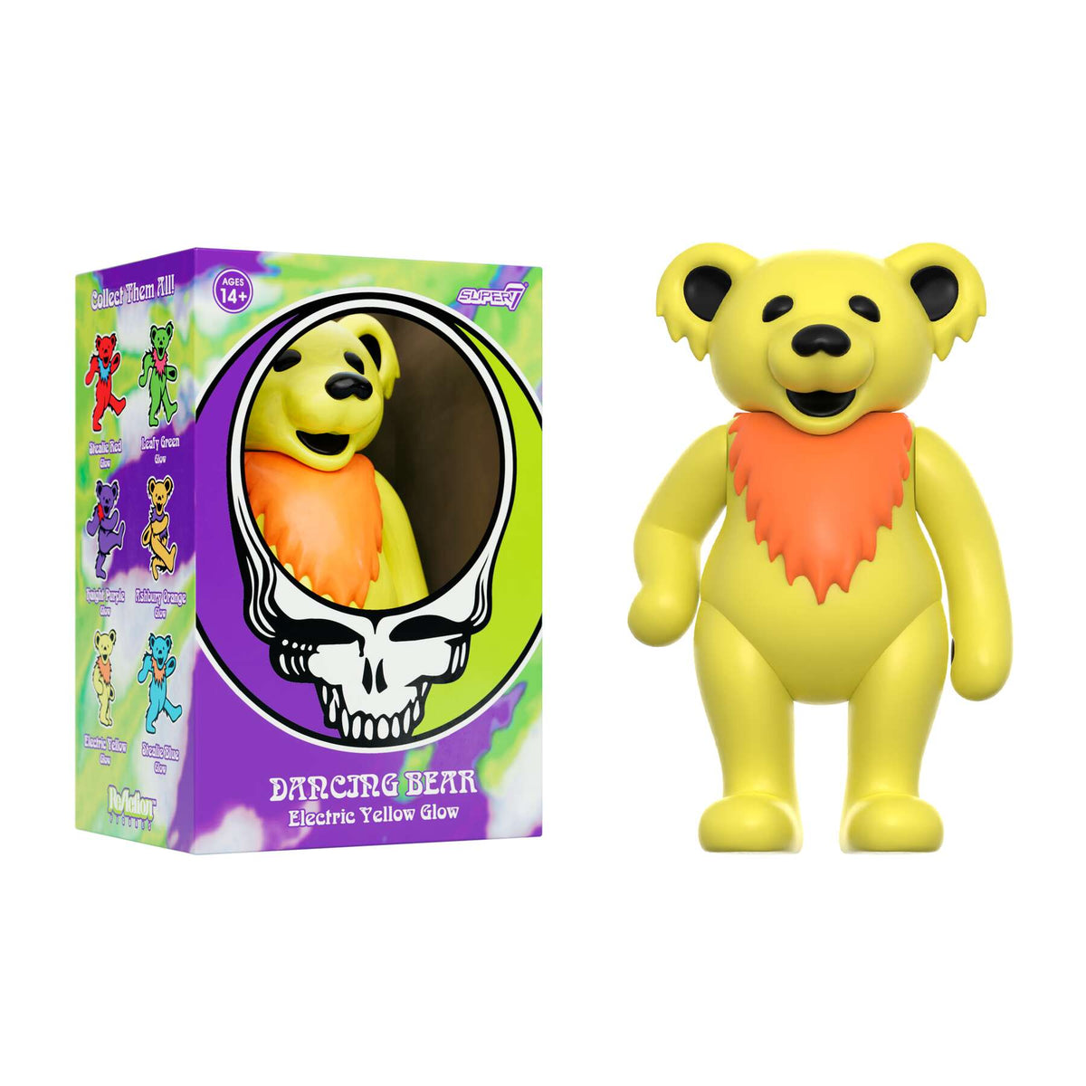 Grateful Dead ReAction Figure - Dancing Bear Glow (Electric Yellow) – Super7