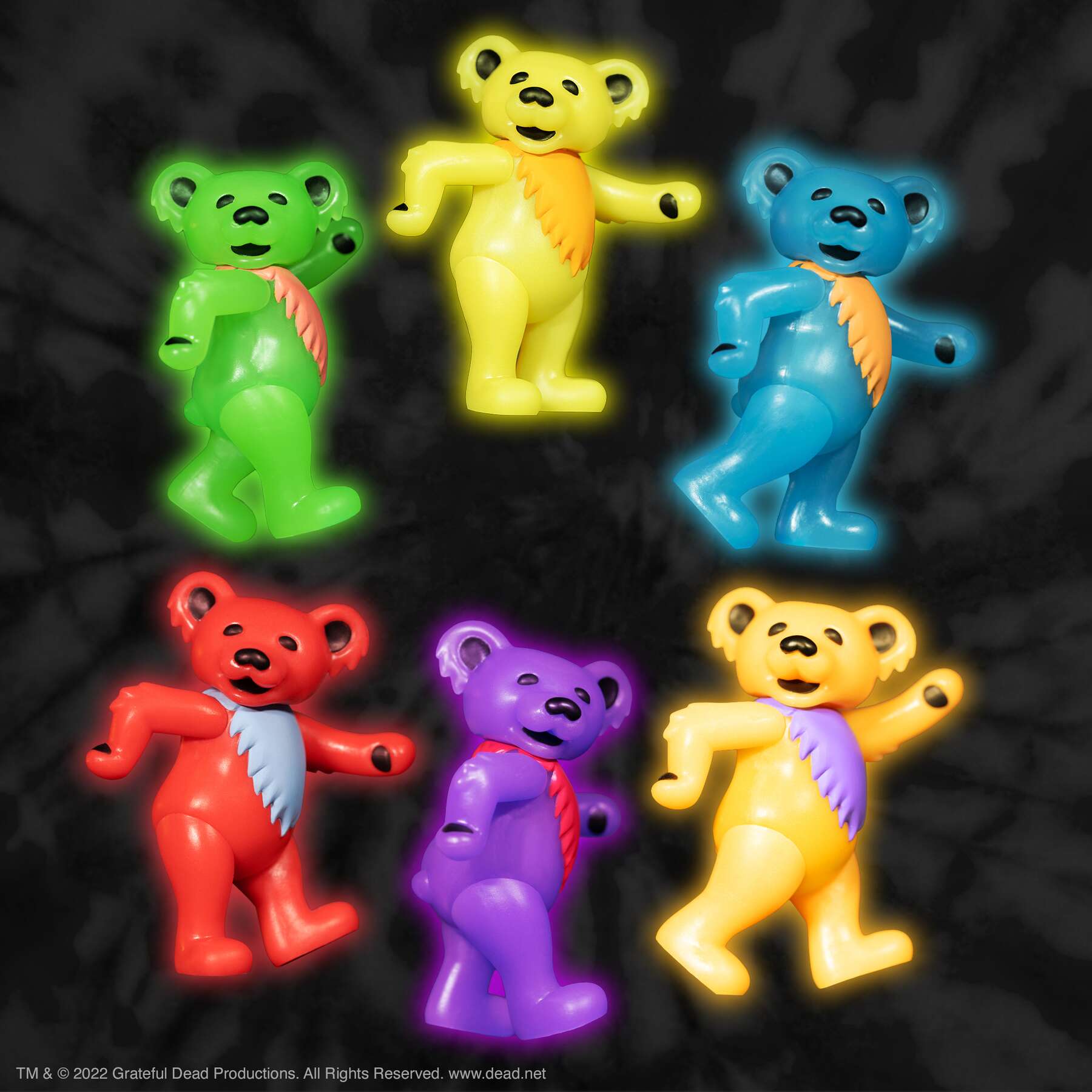 Grateful Dead Reaction Wave 3 - Dancing Bears Glow Box Flat (6 Figures)