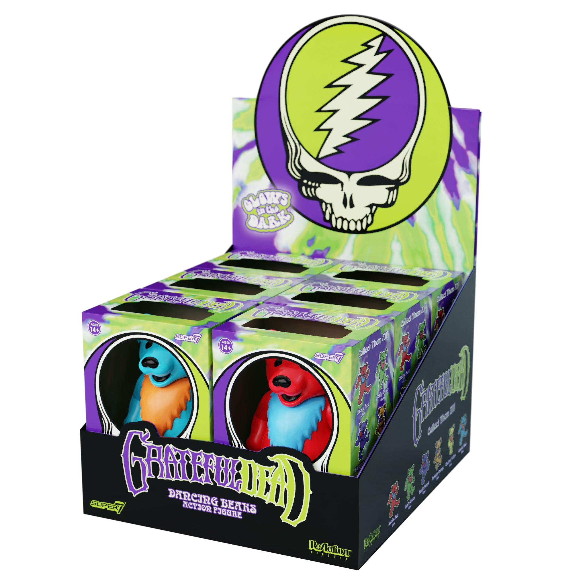 Grateful Dead Reaction Wave 3 - Dancing Bears Glow Box Flat (6 Figures)