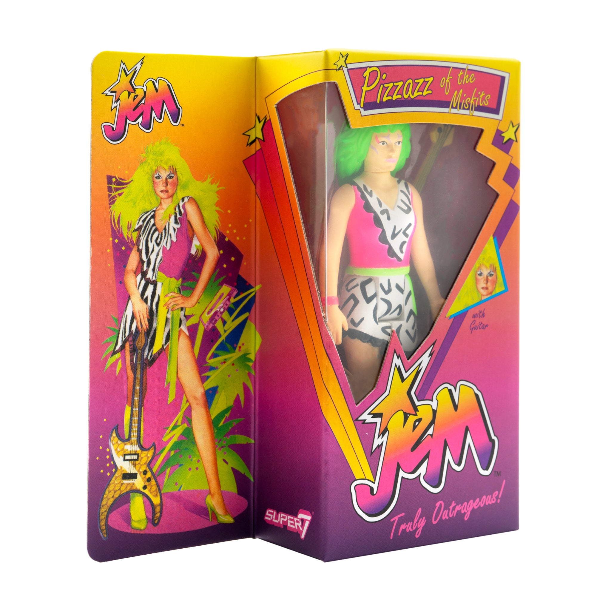 Pizzazz of the Misfits neon box featuring a green haired figure visible through the window amid bold graphics