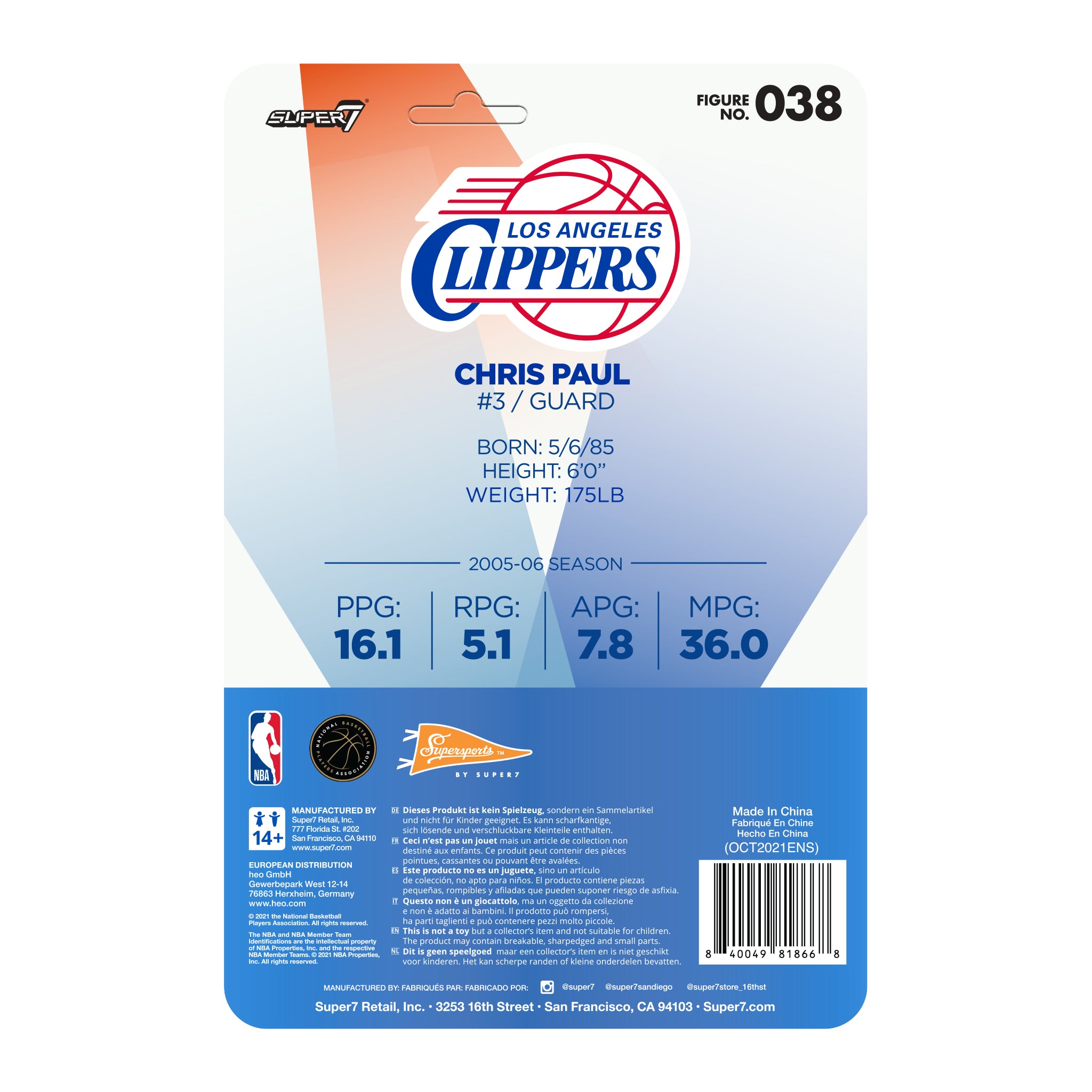 NBA Hardwood Classics ReAction W1 - Chris Paul (Clippers, Blue)