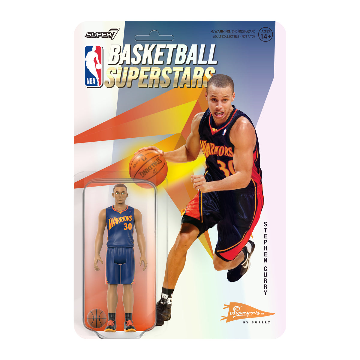 Super7 ReAction NBA Supersports Steph Curry (Golden State Warriors