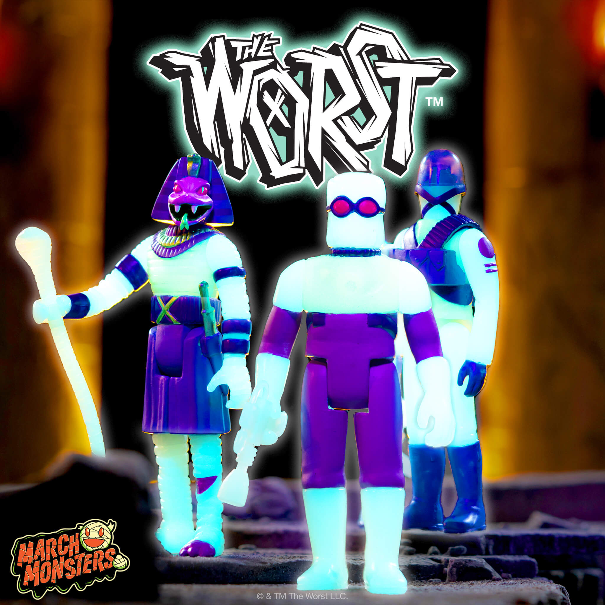 The Worst ReAction Figures - Snake Tut, X-3 & Gas Phantom (Monster Glow)