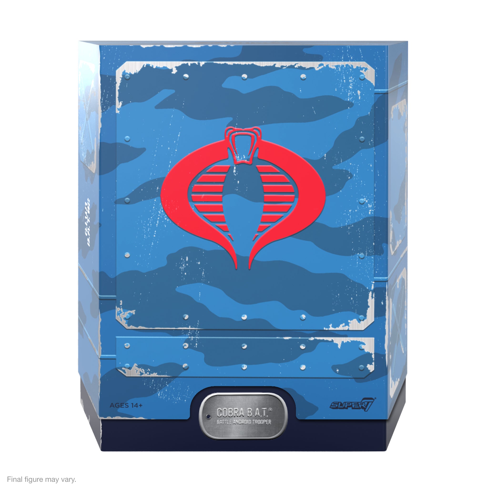 G I Joe Ultimates Cobra B A T packaging with blue camouflage and red Cobra emblem