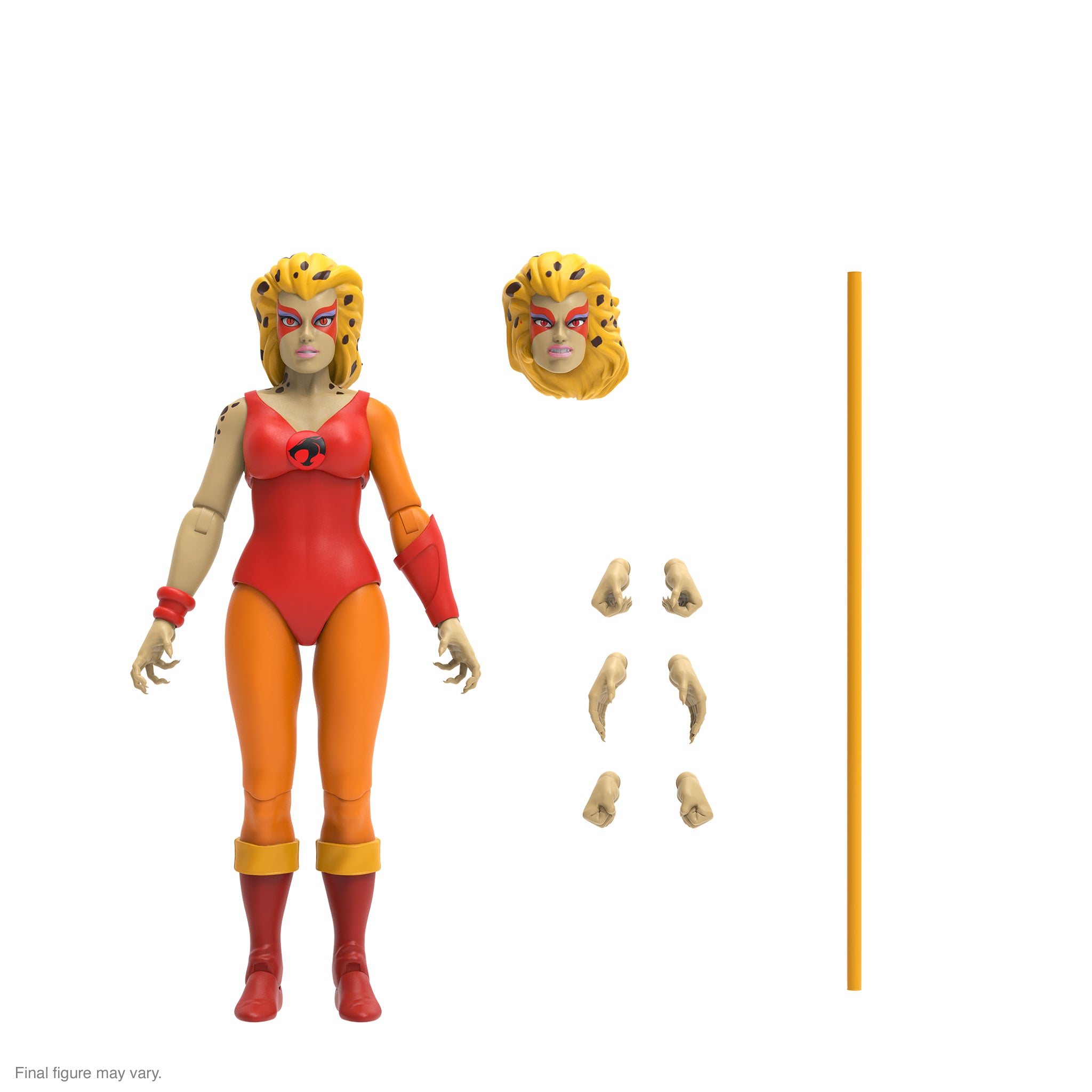 Thundercats Ultimates Wave 6 Cheetara recolor action figure with extra hands and a yellow staff displayed on white background
