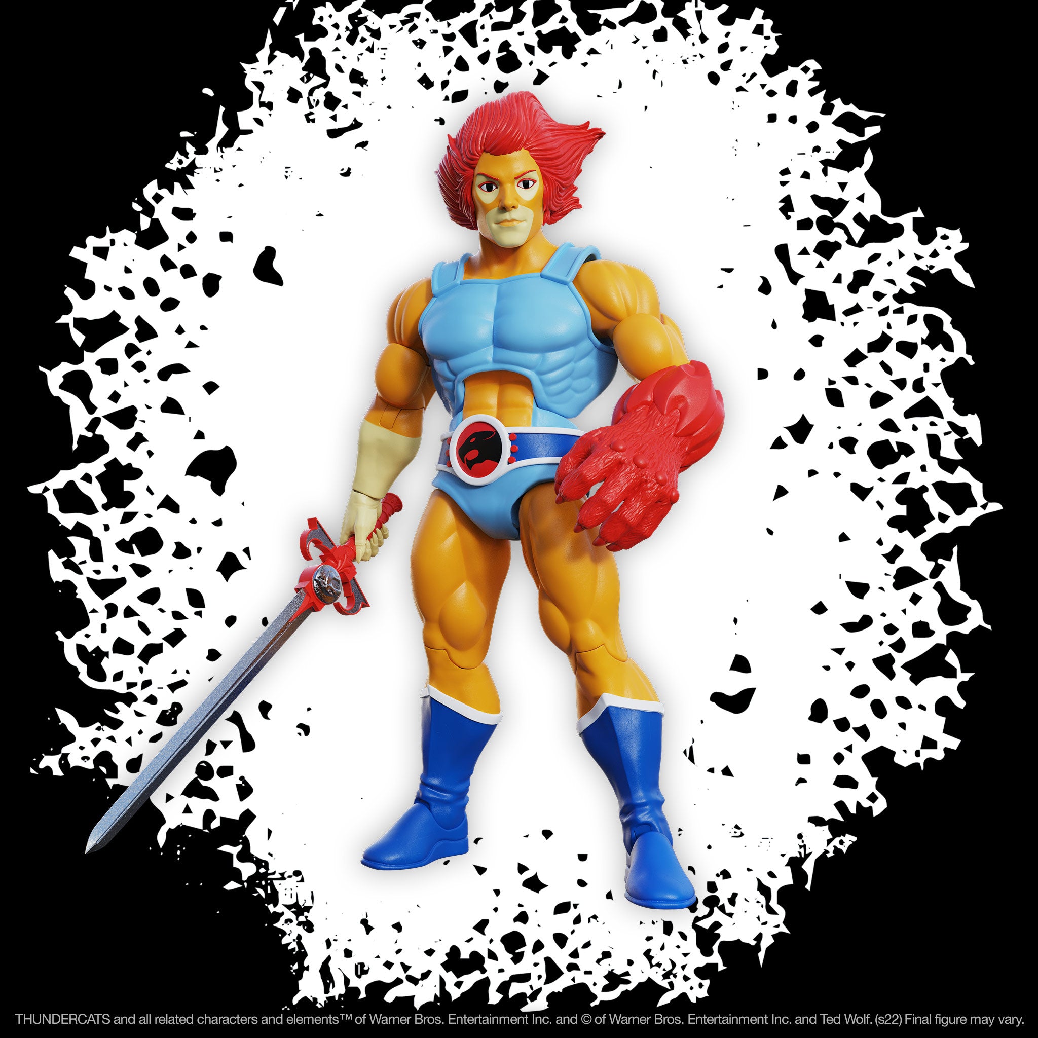 ThunderCats ULTIMATES Lion-O action figure in blue outfit with red mane and sword