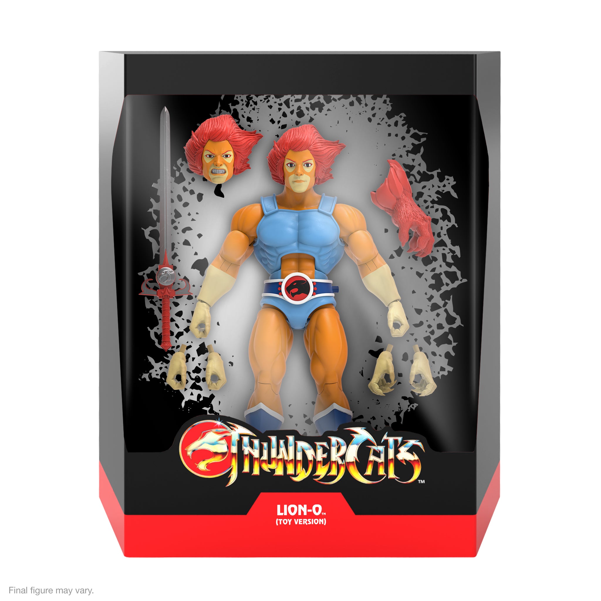 Box packaging for Lion-O from ThunderCats ULTIMATES Wave 6 with black insert art and red base design