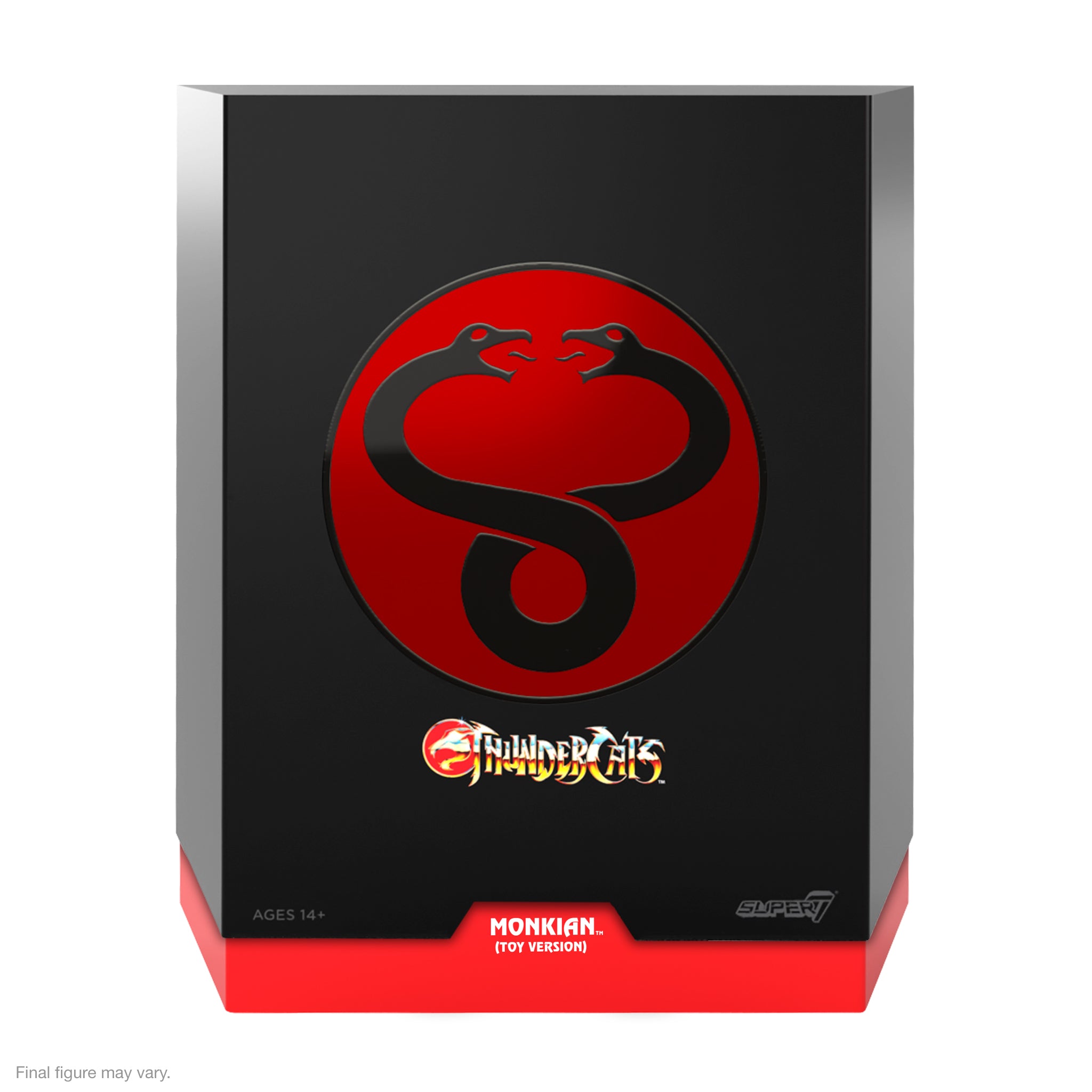 Front of Monkian Wave 6 box showing the large red ThunderCats emblem