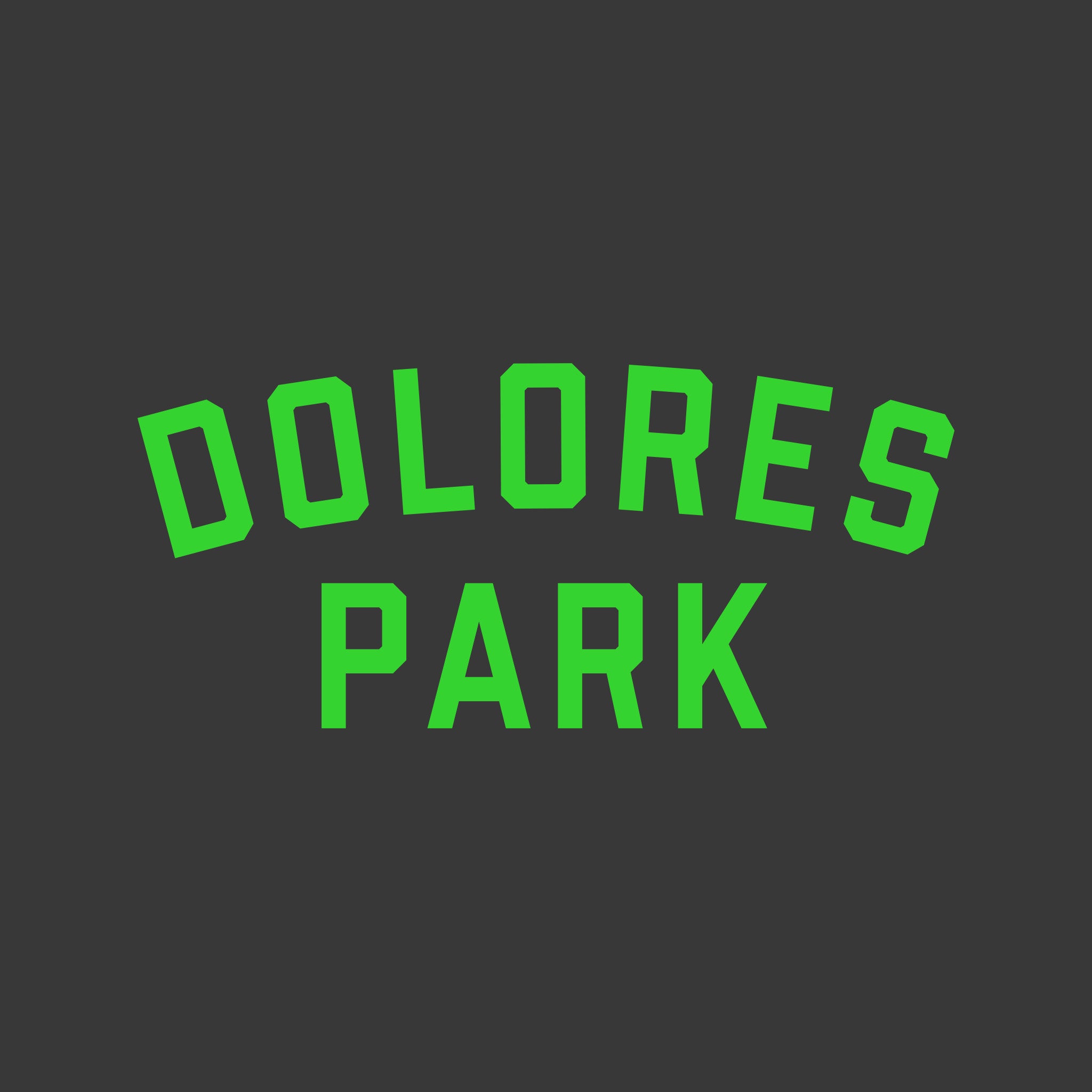 Dolores Park Crewneck (Charcoal Heather with Kelly Green) graphic