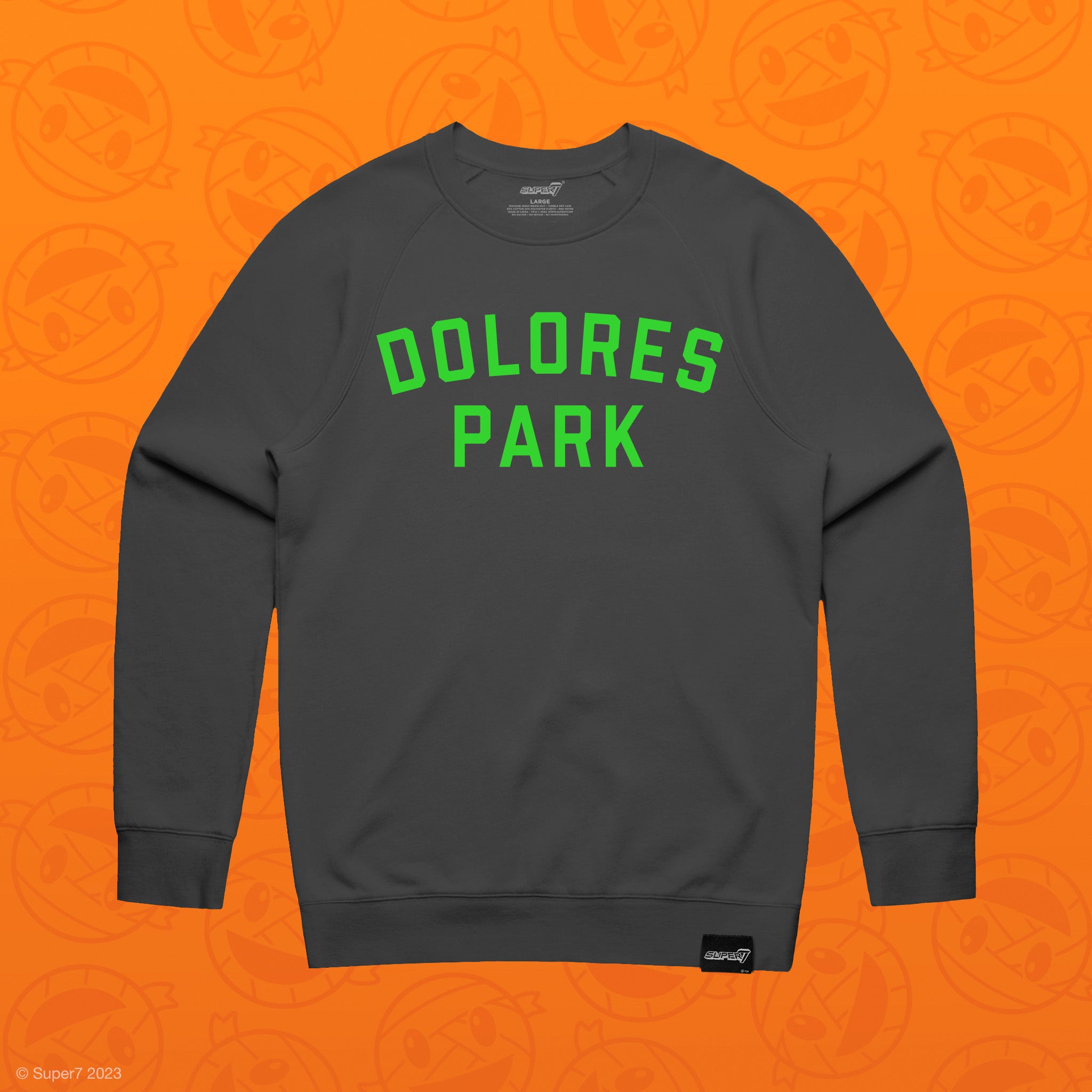 Dolores Park Crewneck - Charcoal Heather with Kelly Green print