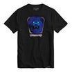 Black Visionaries t shirt featuring a blue lion crest within a silver shield