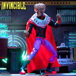 Invincible Angstrom Levy 7-inch DX Deluxe action figure posed in a sci-fi laboratory setting