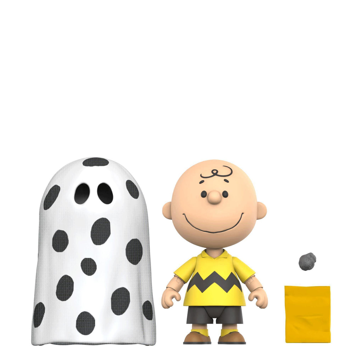 Partial view of Peanuts Deluxe Wave 01 Charlie Brown ghost sheet packaging on white background