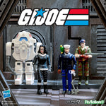 Wave 10 GI Joe ReAction Plus figures Flint Shipwreck Baroness and Snake Armor on display