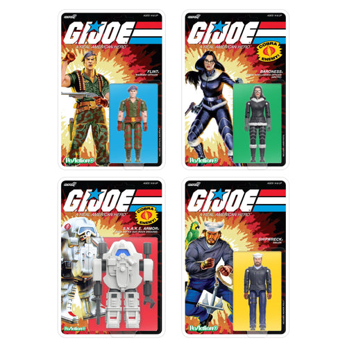G.I. Joe ReAction+ Wave 10 - Flint, Shipwreck (Peacoat), Baroness (Arctic) & S.N.A.K.E Armor