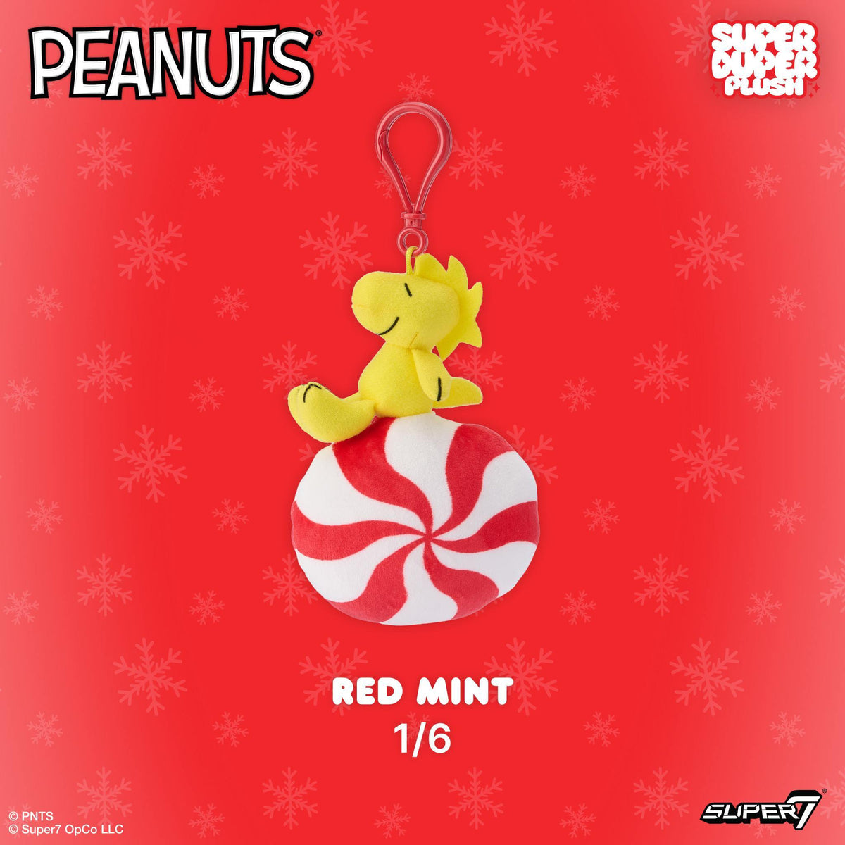 Woodstock on red mint plush keychain, Red Mint 1/6