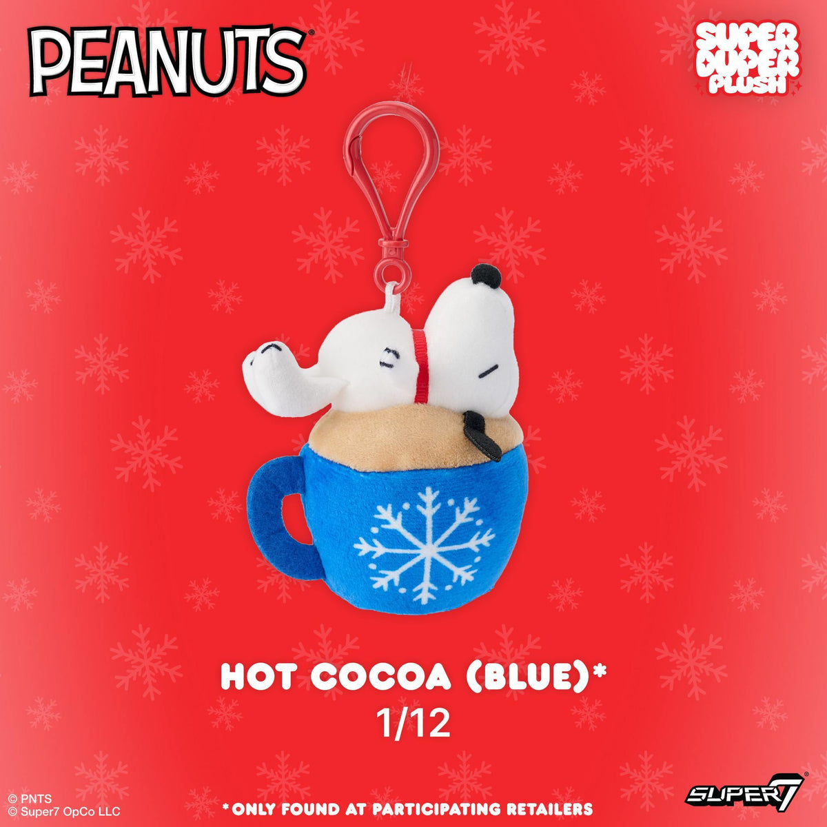 Snoopy in blue cocoa cup plush keychain, Hot Cocoa Blue 1/12