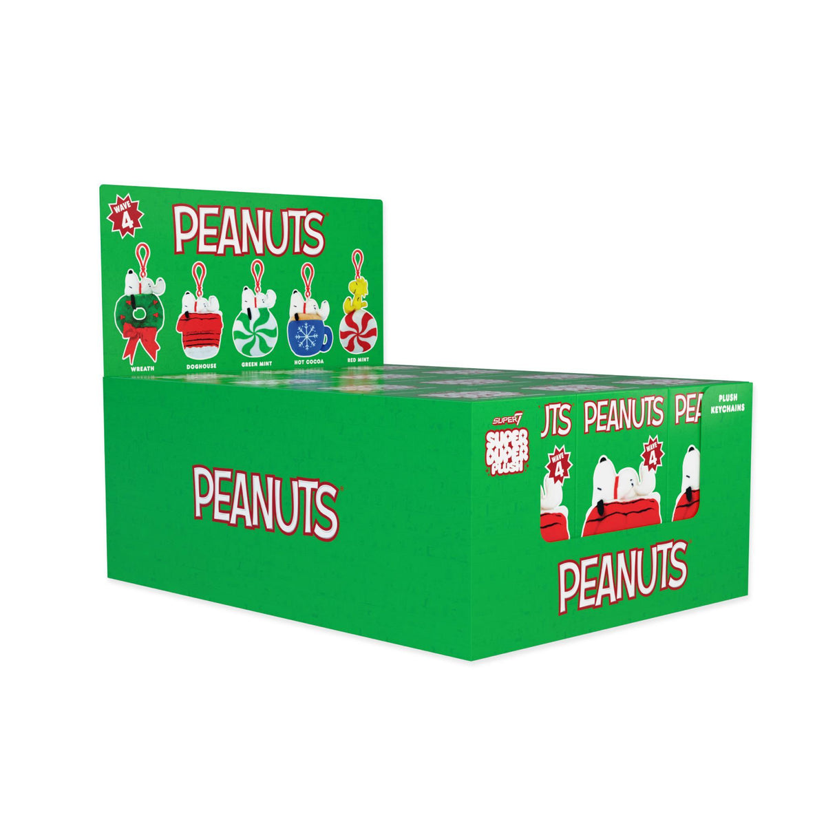 Peanuts holiday plush keychains blind box display case