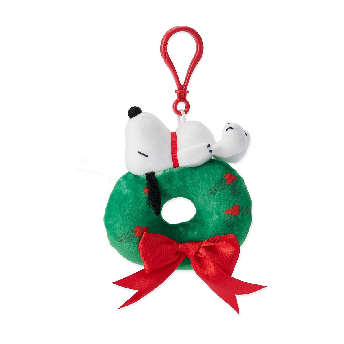 Snoopy on wreath plush keychain