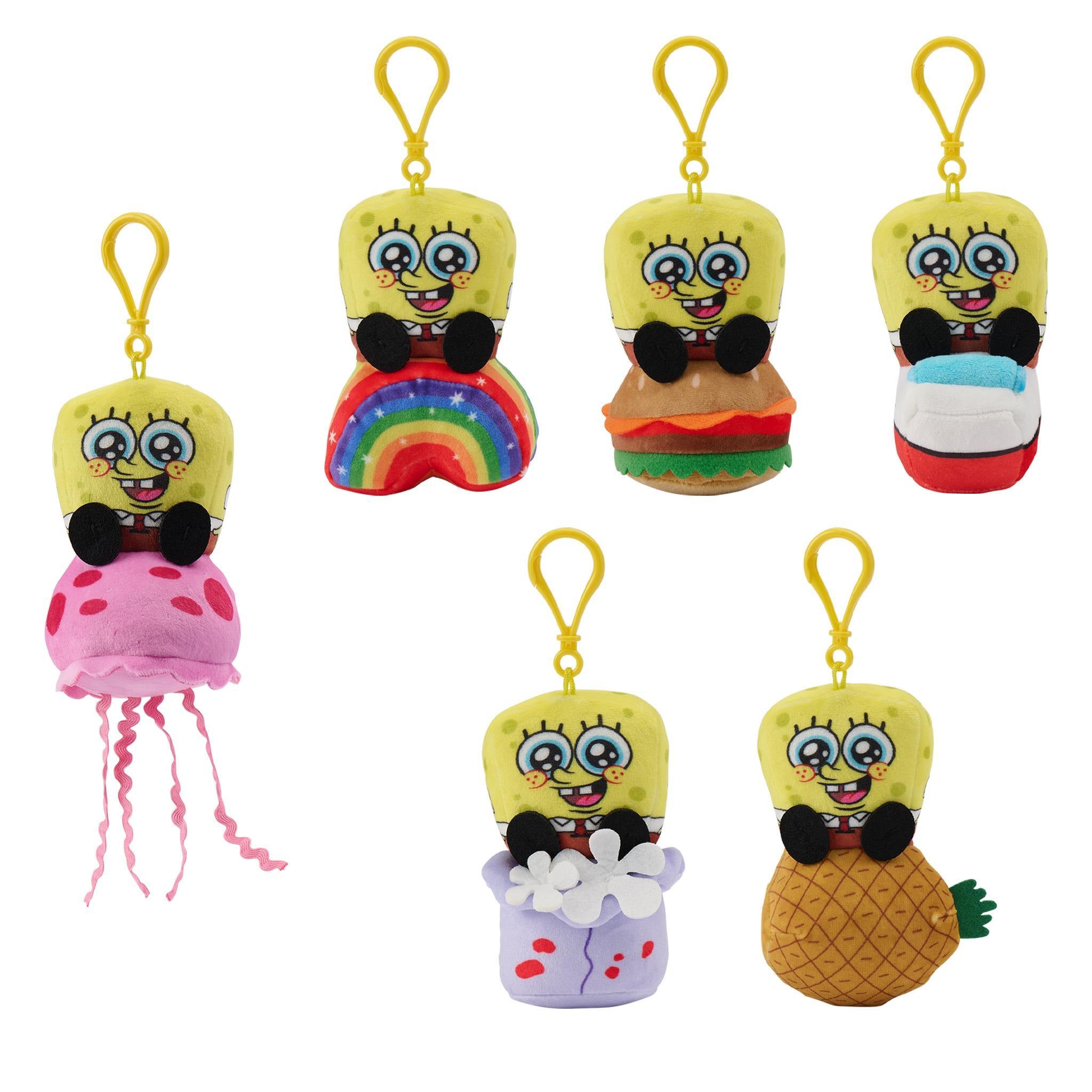 SpongeBob SquarePants Super Duper Plush Keychains Wave 01 collection featuring six individual character designs