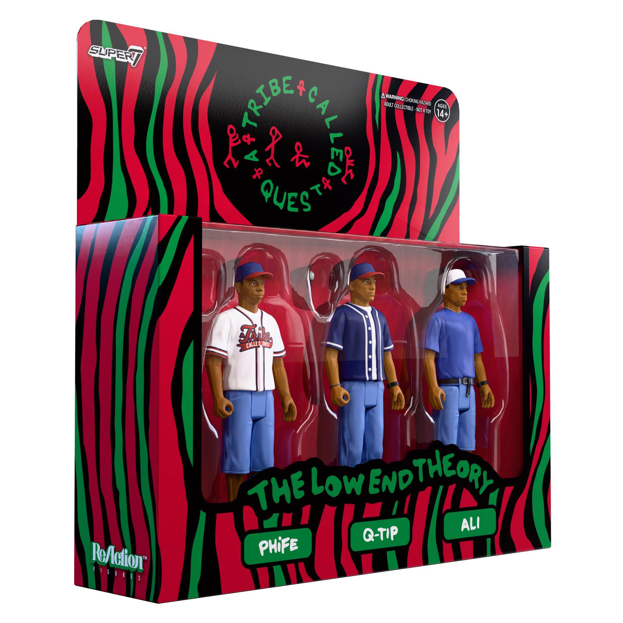 Tribe Called Quest Wave 2 The Low End Theory 3-pack featuring Phife, Q-Tip, and Ali in window-box packaging
