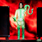 Alice Cooper Glow in the Dark ReAction figure head and torso with white suit and glowing green accents against a red background